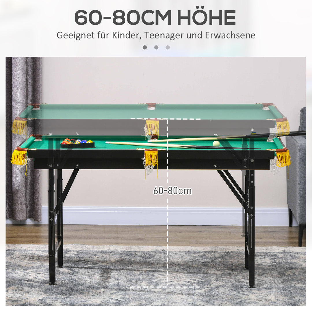 2-I-1 poolbord, bordtennisbord, med tilbehør, 140x63x80cm, blå/grøn