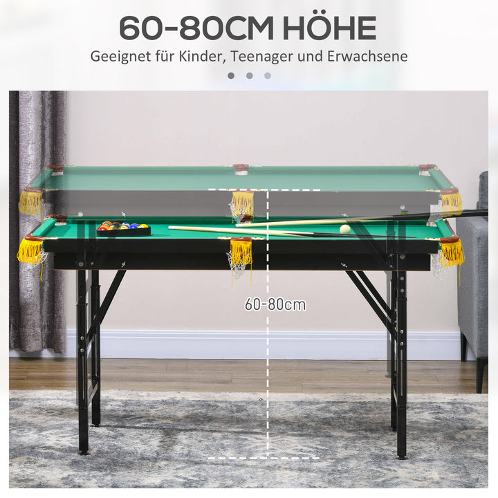2-I-1 poolbord, bordtennisbord, med tilbehør, 140x63x80cm, blå/grøn