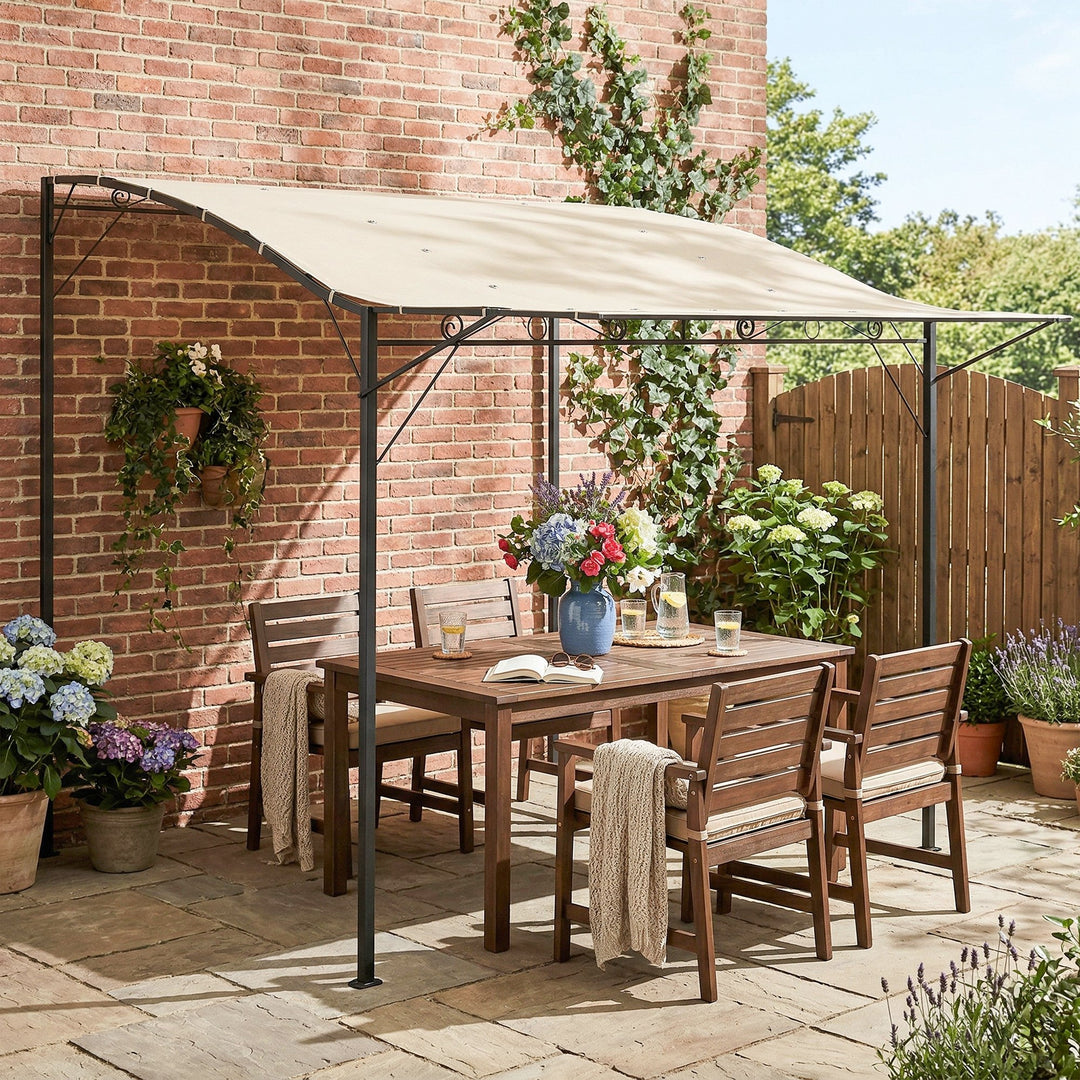 Pavillon med foldbar tagforlænger, vejrbestandig, 3 x 2,5 m, cremehvid