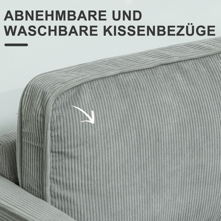 To-personers sofa med opbevaringsplads og massive træben, til stue, soveværelse, 117 x 63 x 79 cm, lysegrå