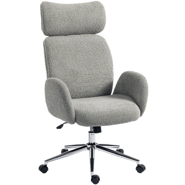 Kontorstol med justerbar nakkestøtte, ergonomisk skrivebordsstol, vippefunktion, højdejusterbar, mørkegrå