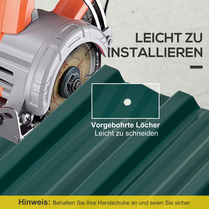 12 stk. trapezformet metalplade 129x45cm 7m² Galvaniseret tagplade 0,25 mm Vejrbestandig profilplade Grøn