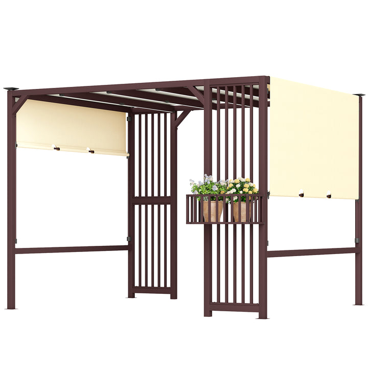 Pergola pavilion 3x2,5m uv 30+ stabil vinterbestandig solbeskyttelse med justerbart skydetag mørkebrun