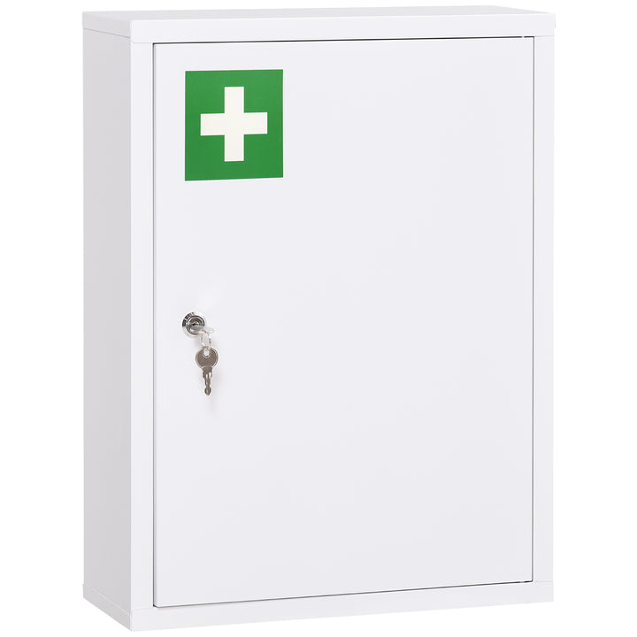 Medicinskab, 3 rum, aflåselig dør, robust stålkabinet, hvid, 40 x 15 x 53,5 cm