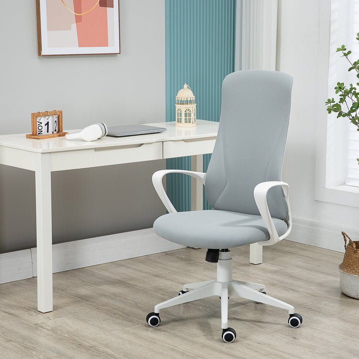 Kontorstol med vippefunktion, højdejusterbar, op til 120 kg, ergonomisk, drejelig, 62 x 56 x 110-119,5 cm, lysegrå