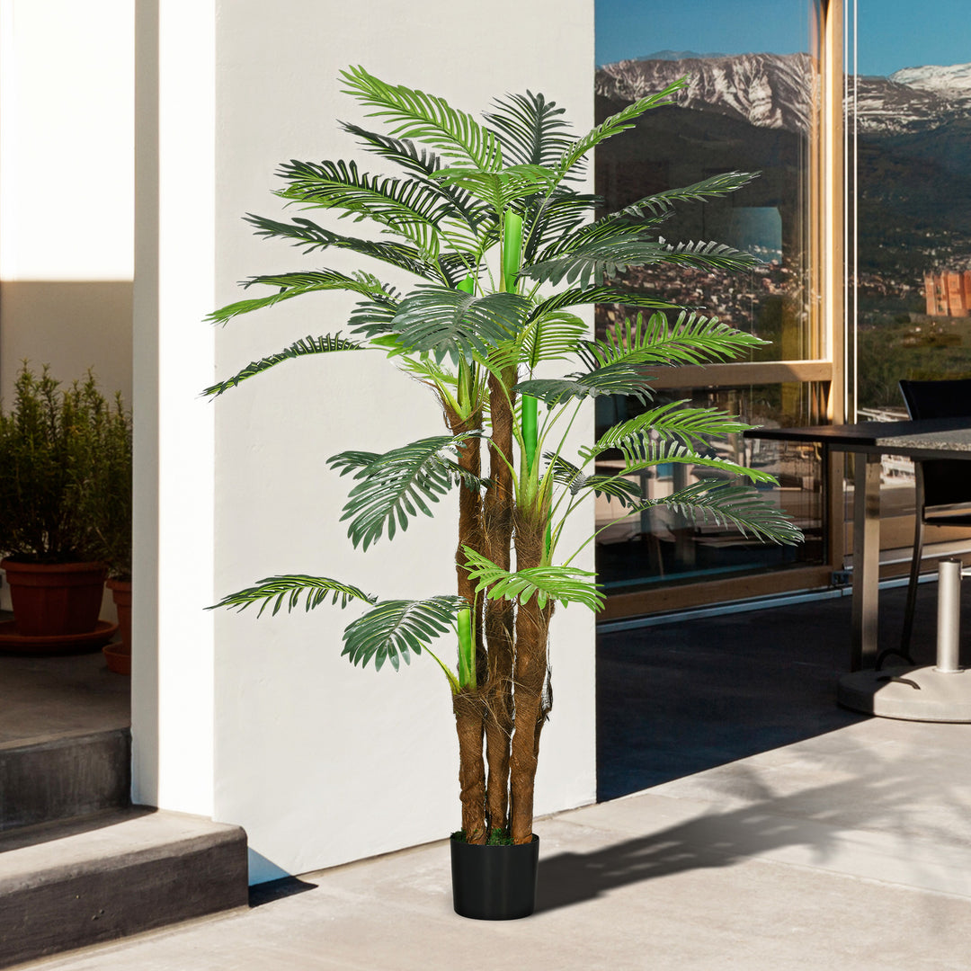 Kunstig palme, 1,6 m, realistiske grene, dekorativ plante, plastik, med potte, brun+grøn
