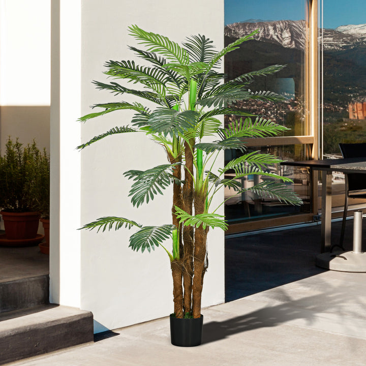 Kunstig palme, 1,6 m, realistiske grene, dekorativ plante, plastik, med potte, brun+grøn