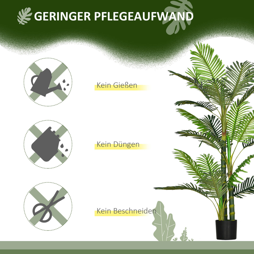 Kunstig palme med plantekasse, grøn + sort, 19,5 cm x 19,5 cm x 150 cm