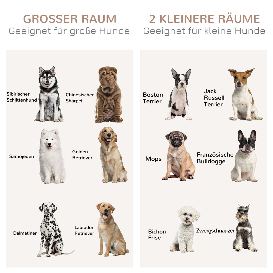 Hundebur med 2 døre, transportkasse til hunde, rustikt design, låsbar, brun