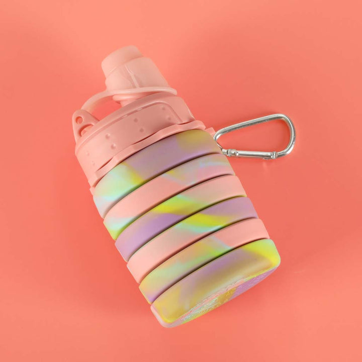 Vandflaske bidon silikone foldbar med håndtag sports 500ml regnbue