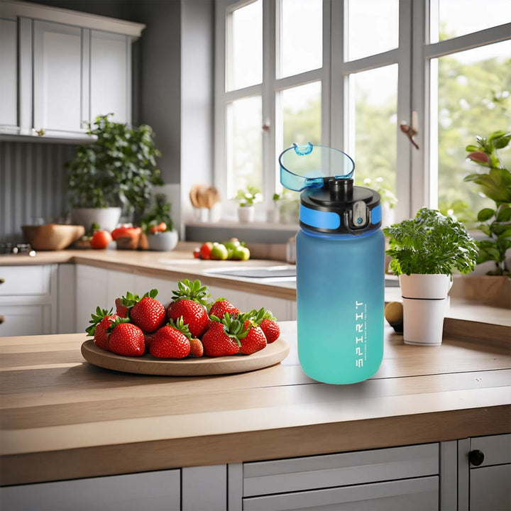 Vandflaske bidon med sugerørshåndtag sports 600ml blågrøn