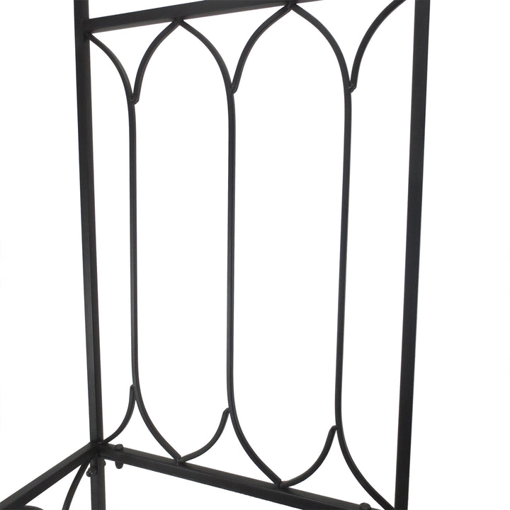 Rosenbue med bænk, rosenbænk, lysthusbænk, filosofbænk, espalier, klatrehjælp, havebænk, metal, sort, 115 x 50 x 203 cm
