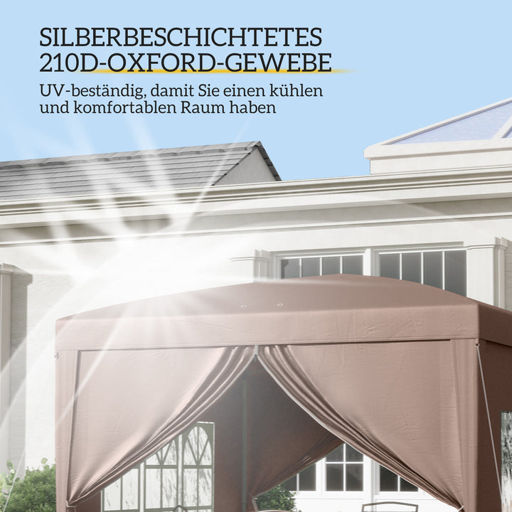 3 X 3 m pavillon med 4 sidevægge, vindue, partytelt med uv-beskyttelse, havetelt inklusive bæretaske, stål, kaffe