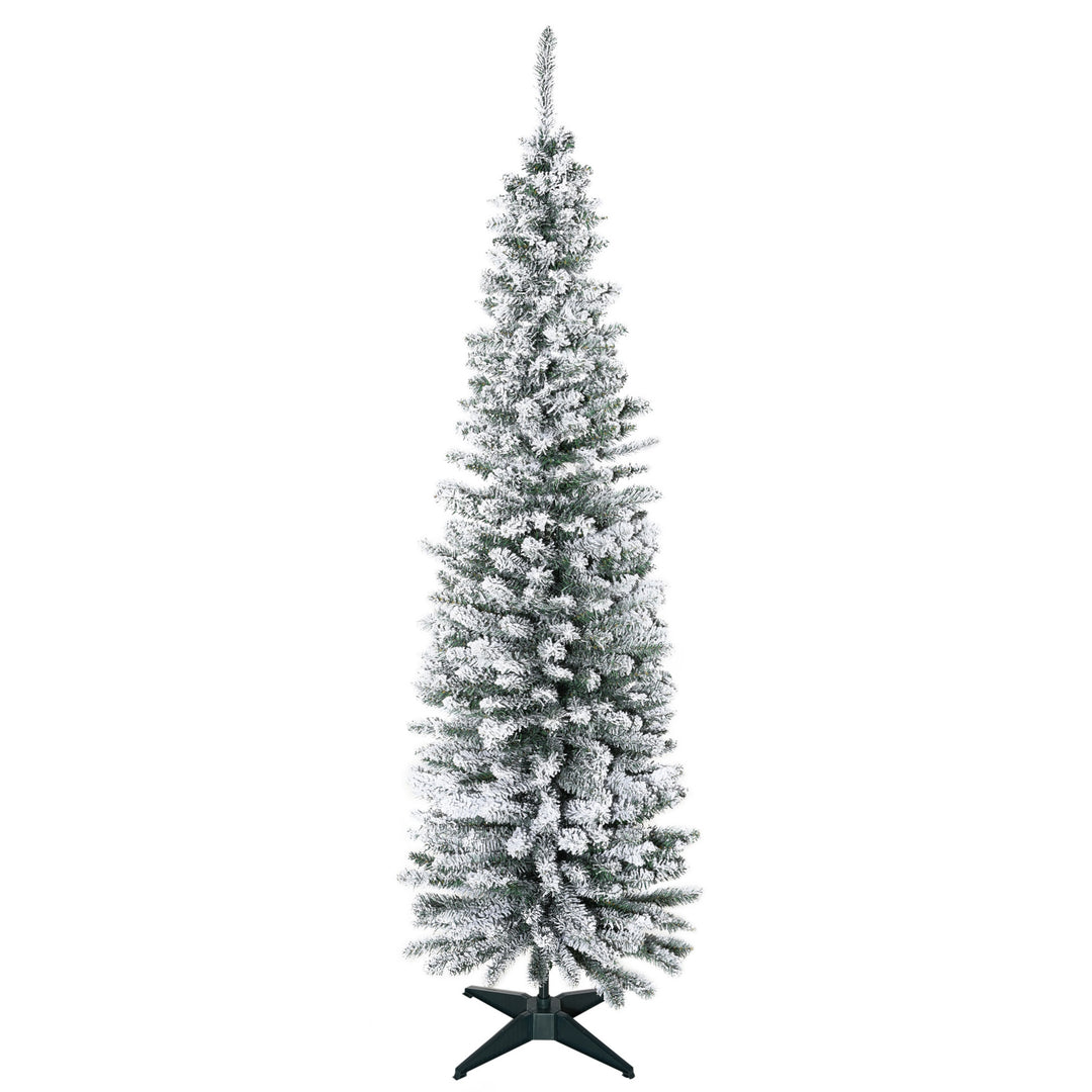 Kunstigt juletræ, 210 cm, snedækkede PVC-grene, foldbart, metalfod, grøn/hvid
