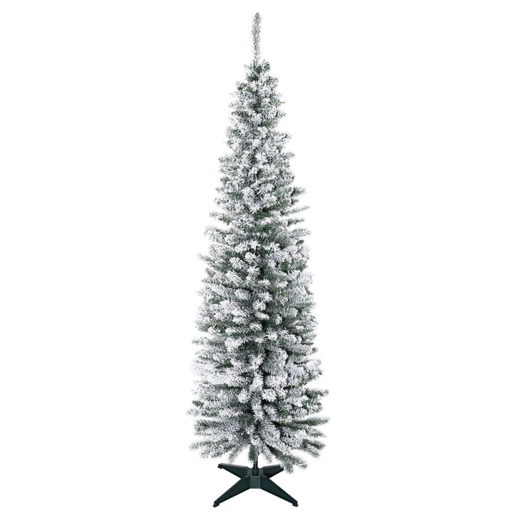 Kunstigt juletræ, 210 cm, snedækkede PVC-grene, foldbart, metalfod, grøn/hvid