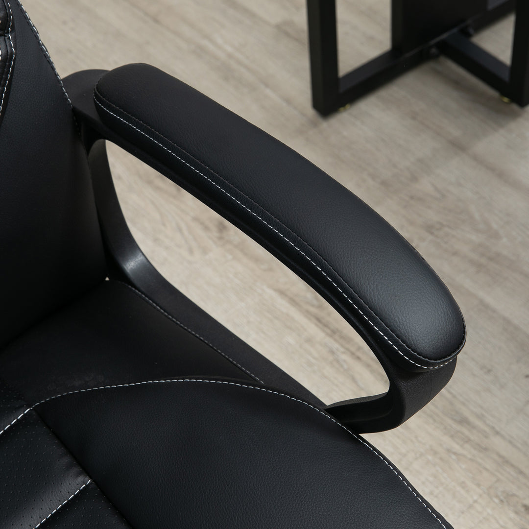 Kontorstol med massage, højdejusterbar lederstol, ergonomisk drejestol, spillestol, computerstol, massagestol, 6 vibrationspunkter, linnedfølelse, justerbar, sort, 66 x 78 x 112-120 cm