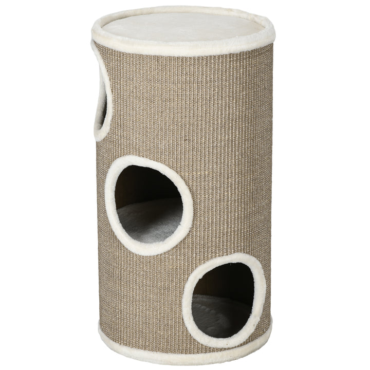 Kradsetønde til katte, blødt plys, sisal kradsetæppe, robust, 38 x 70 cm, brun
