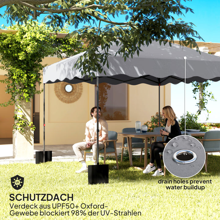 3 x 3 m pop-up pavillon, højdejusterbart havetelt, med rulletaske, til have, terrasse, metal, stof, lysegrå