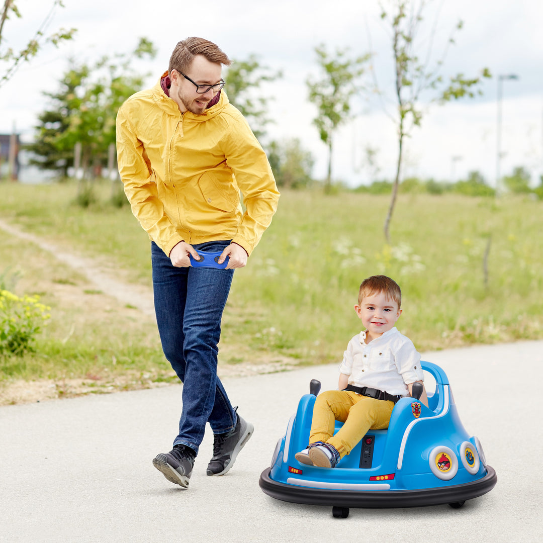 Aiyaplay børne-kofangerbil, 360° rotation, til 3-5 år, med fjernbetjening, musik, blå