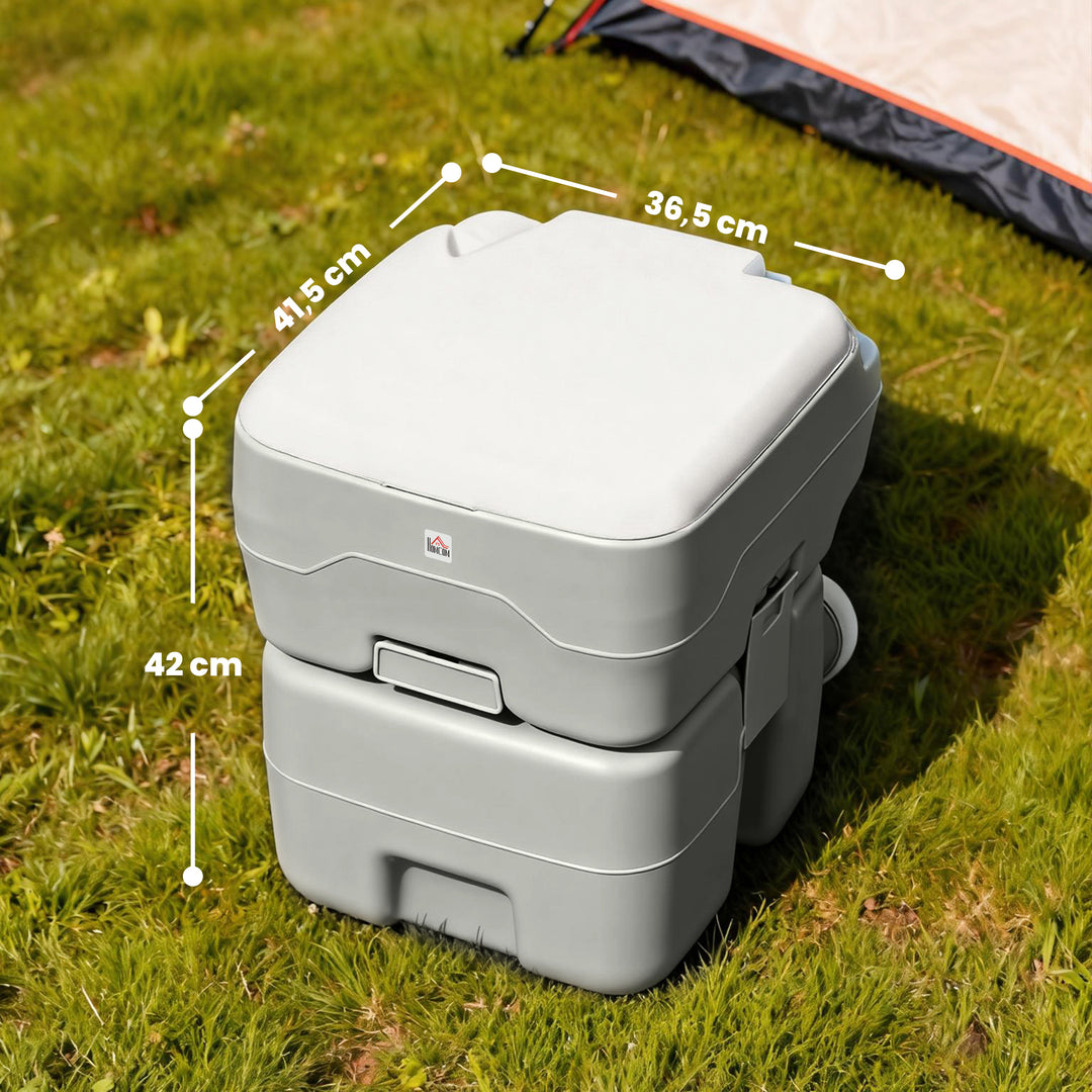Campingtoilet, rejsetoilet, maks. lasteevne op til 147 kg, 20 l, til camping, vandreture, rejser, fiskeri, 41,5 x 36,5 x 42 cm, grå