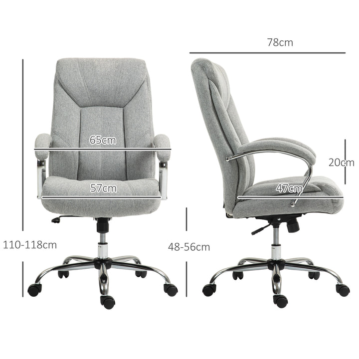 Ergonomisk kontorstol, høj ryg, åndbart betræk, justerbar højde, grå