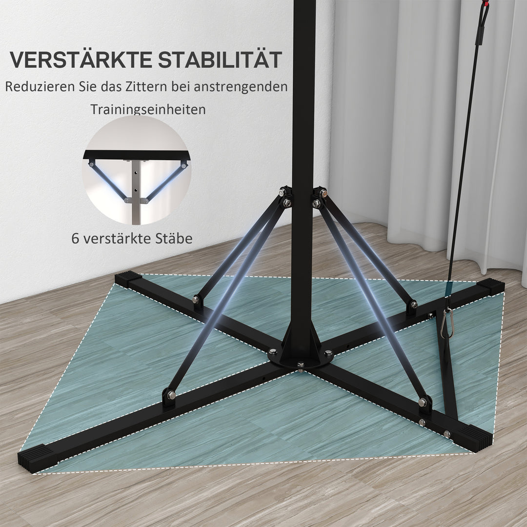 Boksesækstativ, højdejusterbar, med speedball, metalramme, 160l x 145b x 175-220h cm, sort