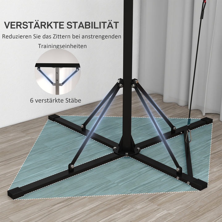 Boksesækstativ, højdejusterbar, med speedball, metalramme, 160l x 145b x 175-220h cm, sort