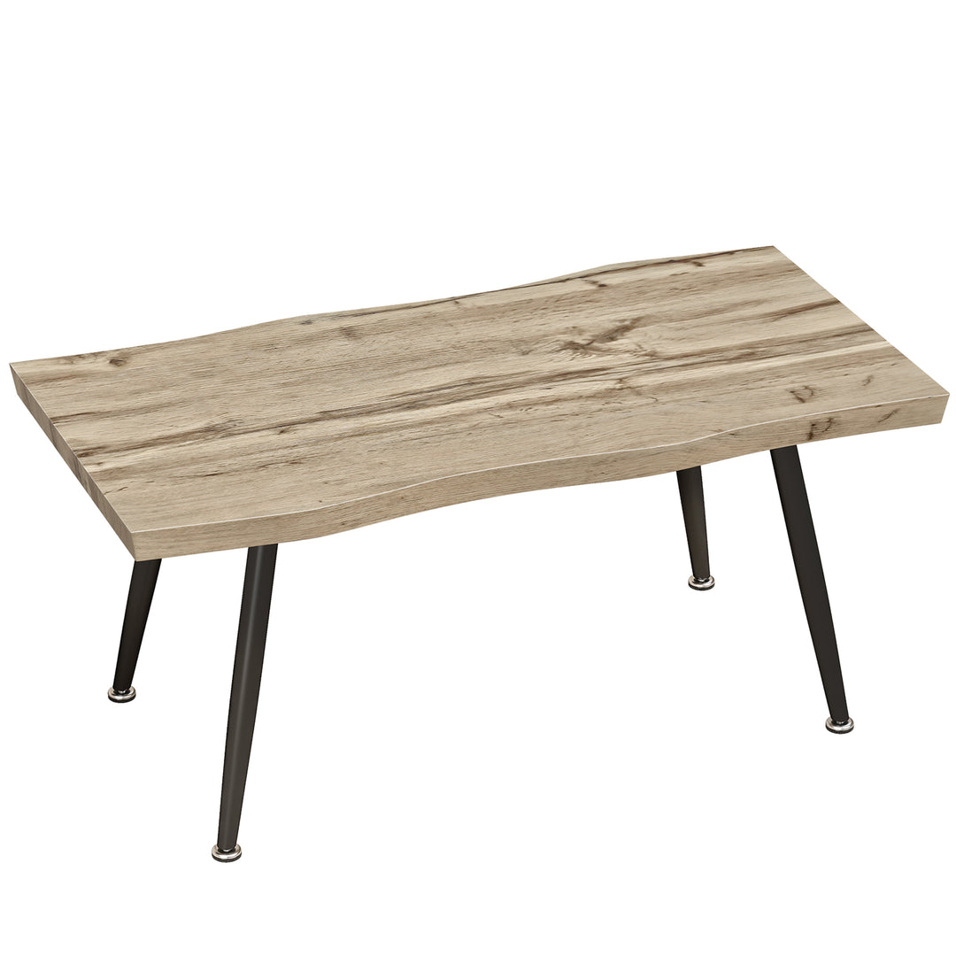 Sofabord/sidebord med metalben, 4 cm tyk bordplade, stuebord, 100 x 50 x 45 cm, eg og sort