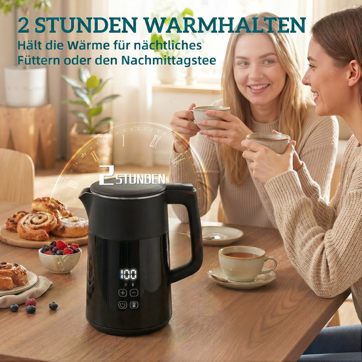 Elkedel, 1,7L, hurtigkogende, 2200W, med LED-display, varmholdningsfunktion, tørkogningsbeskyttelse, PTFE-fri