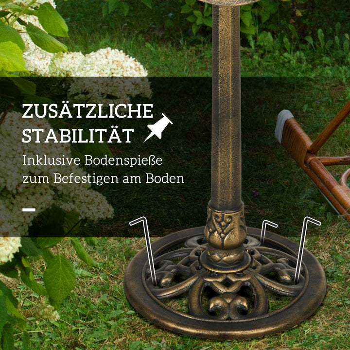 Fuglebad/vandskål, vintage design, stabil base, vinterbestandig, Ø50 x 71H cm, bronze
