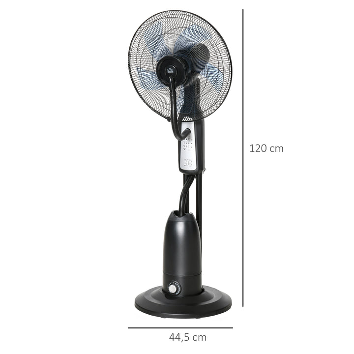 Sokkelventilator/luftfugter med 2,8L tank, 3 tilstande, fjernbetjening, bærbar, sort, Ø44,5 x 120 cm