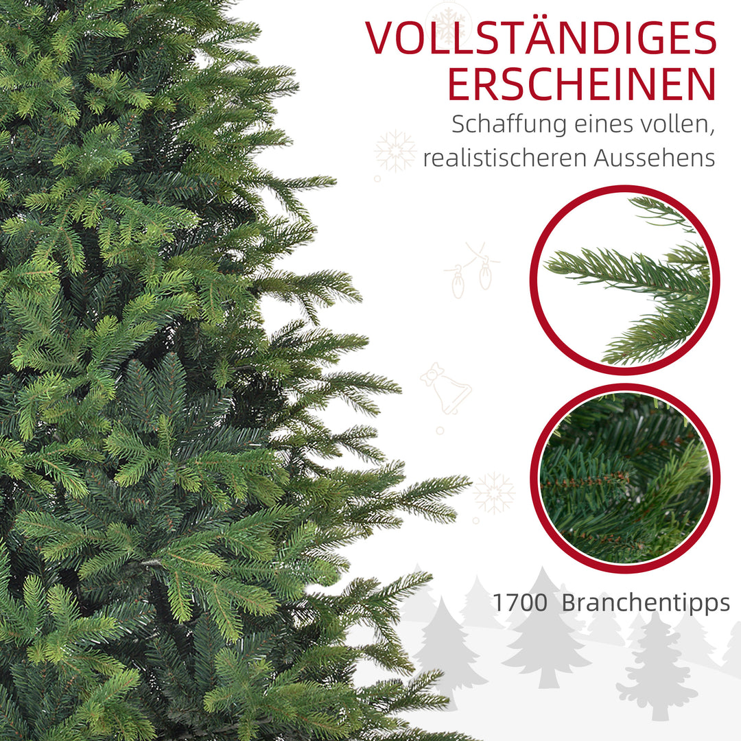 Kunstigt juletræ, realistisk udseende, flammehæmmende, robust metalfod, 183 cm, grøn