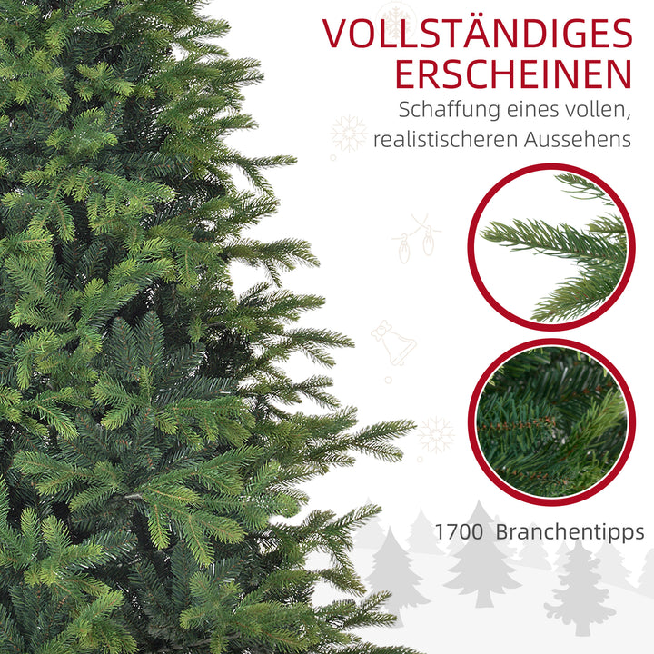 Kunstigt juletræ, realistisk udseende, flammehæmmende, robust metalfod, 183 cm, grøn
