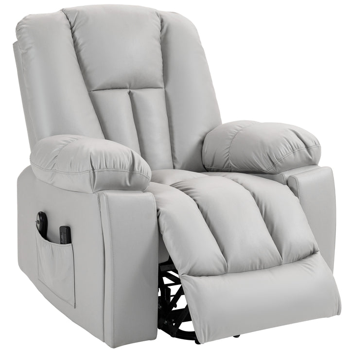 Massagestol lænestol seniorstol, fjernbetjening, sidelommer, 94 cm x 96 cm x 106 cm, grå