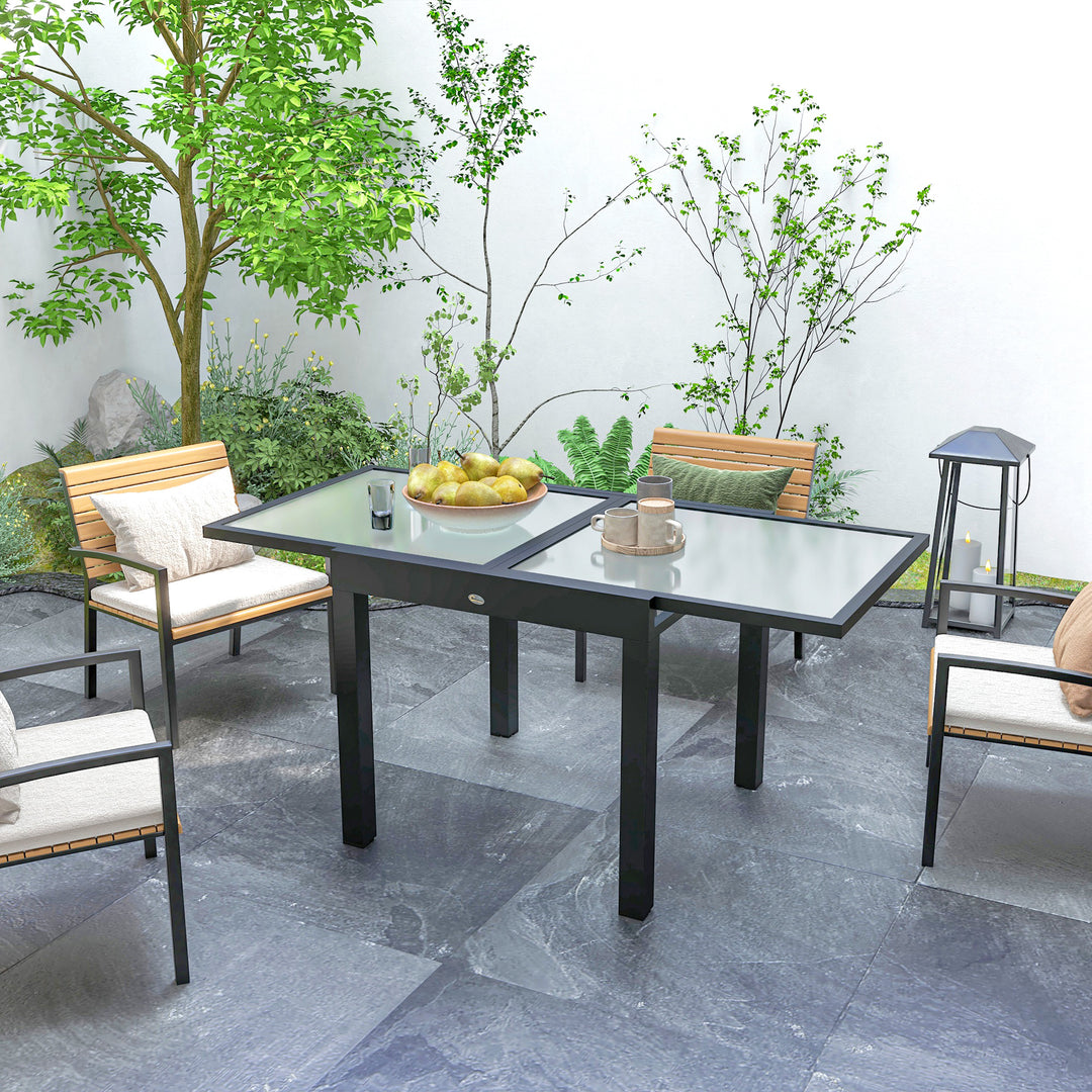 Udtrækkeligt havebord, udendørsbord, udvideligt buffetbord, vejrbestandigt, 160 cm × 80 cm × 75 cm, sort