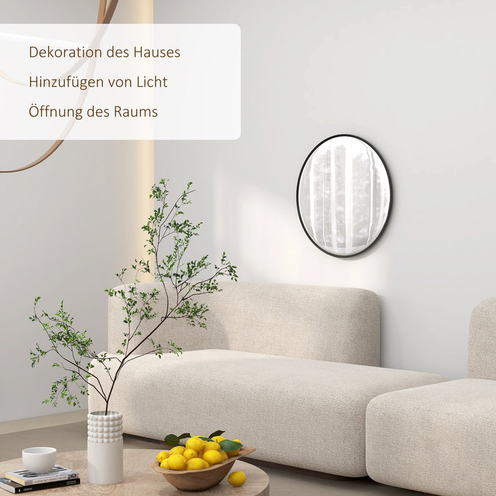 Vægspejl, moderne design, ø61 cm, sort