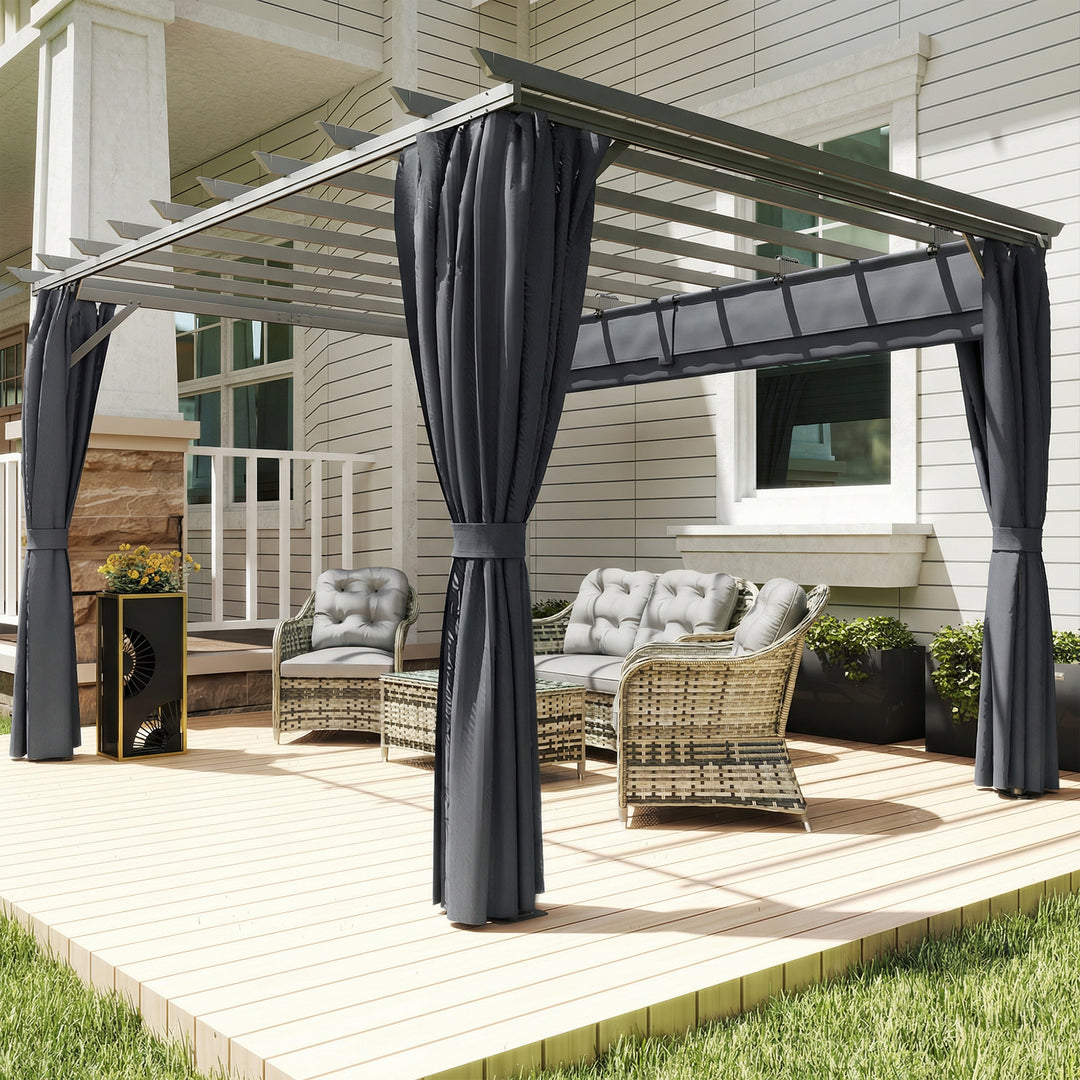 Pergola ca. 3,6x3 m, havepavillon, terrassetag af aluminium, havepavillon med justerbart tag, mørkegrå