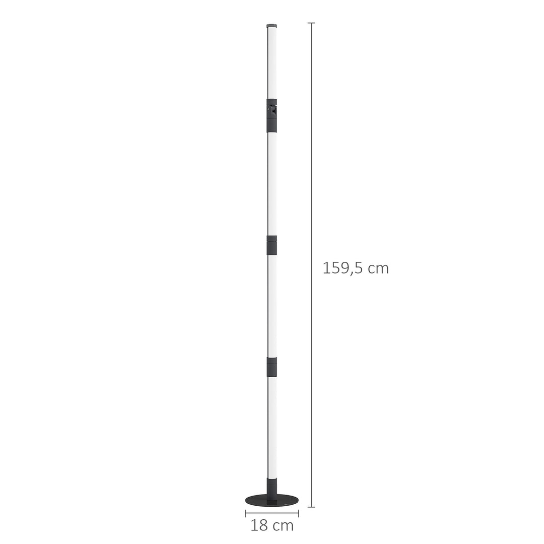 LED gulvlampe, standerlampe med fjernbetjening og forskellige farver, timer, app, musiksynkronisering, mørkegrå