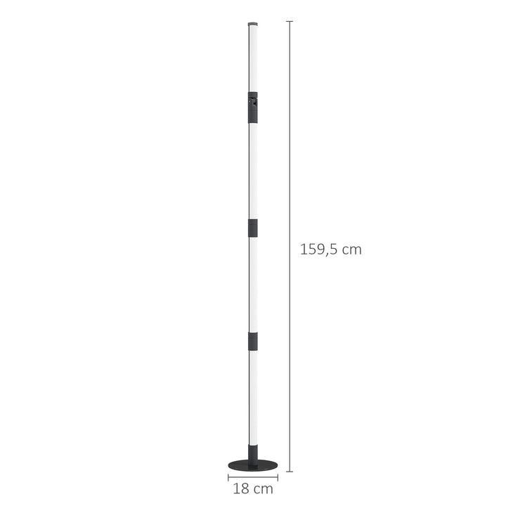 LED gulvlampe, standerlampe med fjernbetjening og forskellige farver, timer, app, musiksynkronisering, mørkegrå
