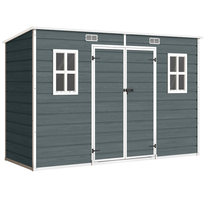Haveskur 3,2m², redskabsskur med luttag, 303x123x197cm med vindue, aflåselig dør, ventilationsåbning, gulv