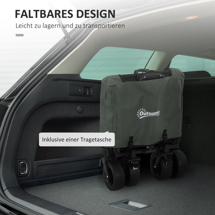 Havevogn 120 kg lasteevne, foldbar transportvogn med aftagelig presenning, håndtag, hjul 95 liter grøn