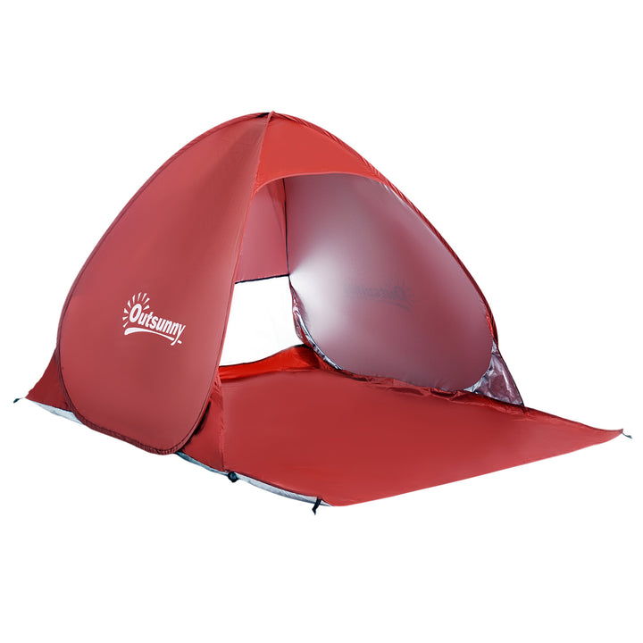 Pop-up telt, strandtelt, campingtelt, polyester, 200 x 150 x 119 cm, rød