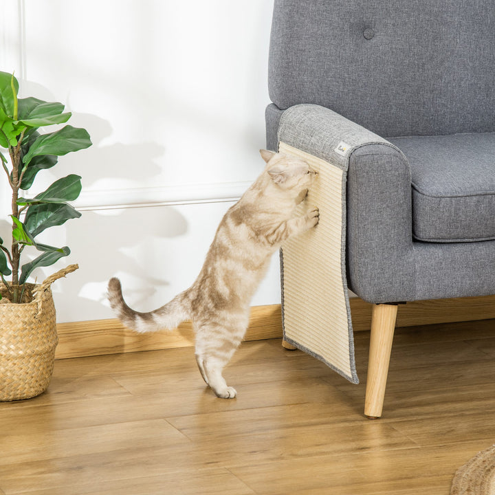 2-Delt kradsemåtte, ridsebeskyttelse til sofa, sisal kradsetæppe til katte, lænestole, sofaer, kradsemåtte til katte, grå, 130 x 45 x 0,3 cm