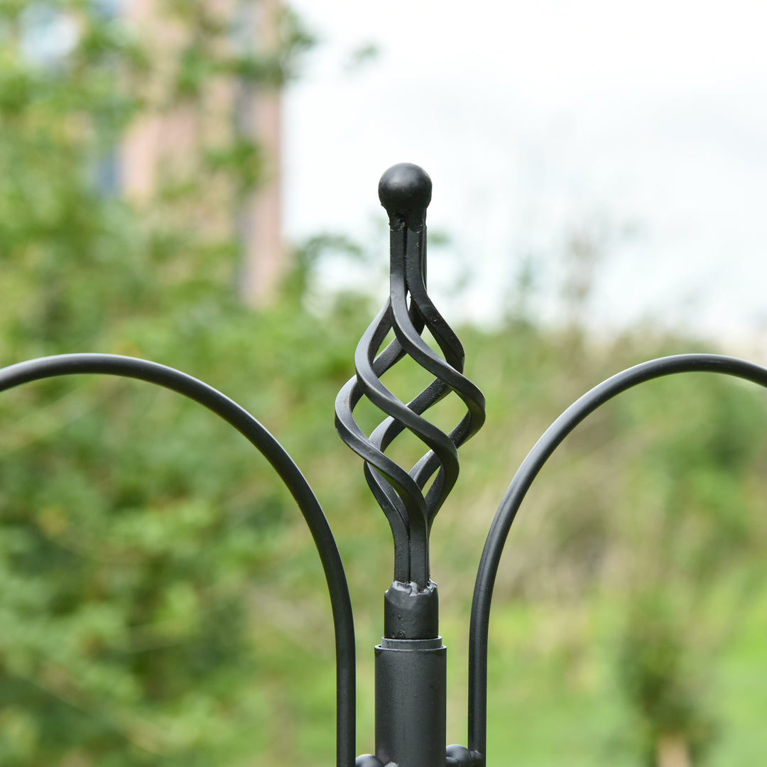 Fuglefoderautomat, udendørs foderautomat, 4 kroge, stål, sort