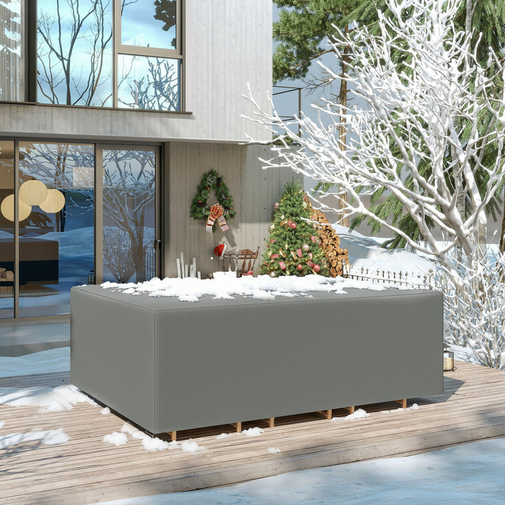 Beskyttelsesovertræk til havemøbler, vinterbestandigt, vandtæt, Oxford-presenning, 275 x 205 x 90 cm, mørkegrå