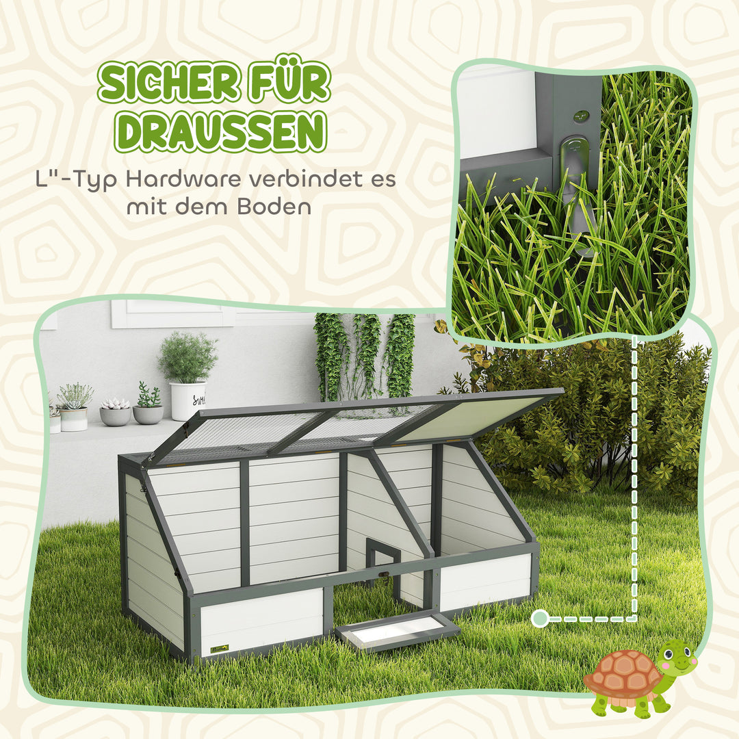 Skildpaddekasse, udendørs skildpaddeindhegning, bundløst design, let at åbne, skildpaddehus, hvid