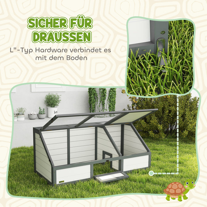 Skildpaddekasse, udendørs skildpaddeindhegning, bundløst design, let at åbne, skildpaddehus, hvid