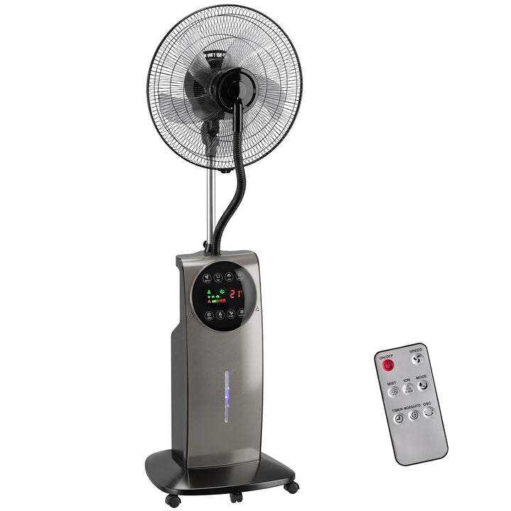 Dugblæser med fjernbetjening, piedestalblæser med vandtåge, 70° oscillation, 3 hastigheder, 3 tilstande, 3,1L vandtank