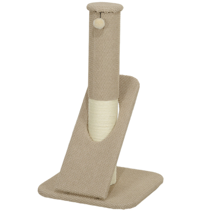 Kradsetræ til katte med måtte, stolpe og legebold, tæppe og sisal, 84 cm, lysebrun