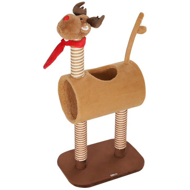 Kradsetræ 98 cm kattetårn i hjortedesign, med hule, legebold, jutestammer brune